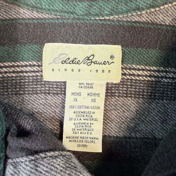 Vintage 90's Eddie Bauer McKinley Flannel Striped Button Up Shirt Men's Size XL - Picture 4 of 5